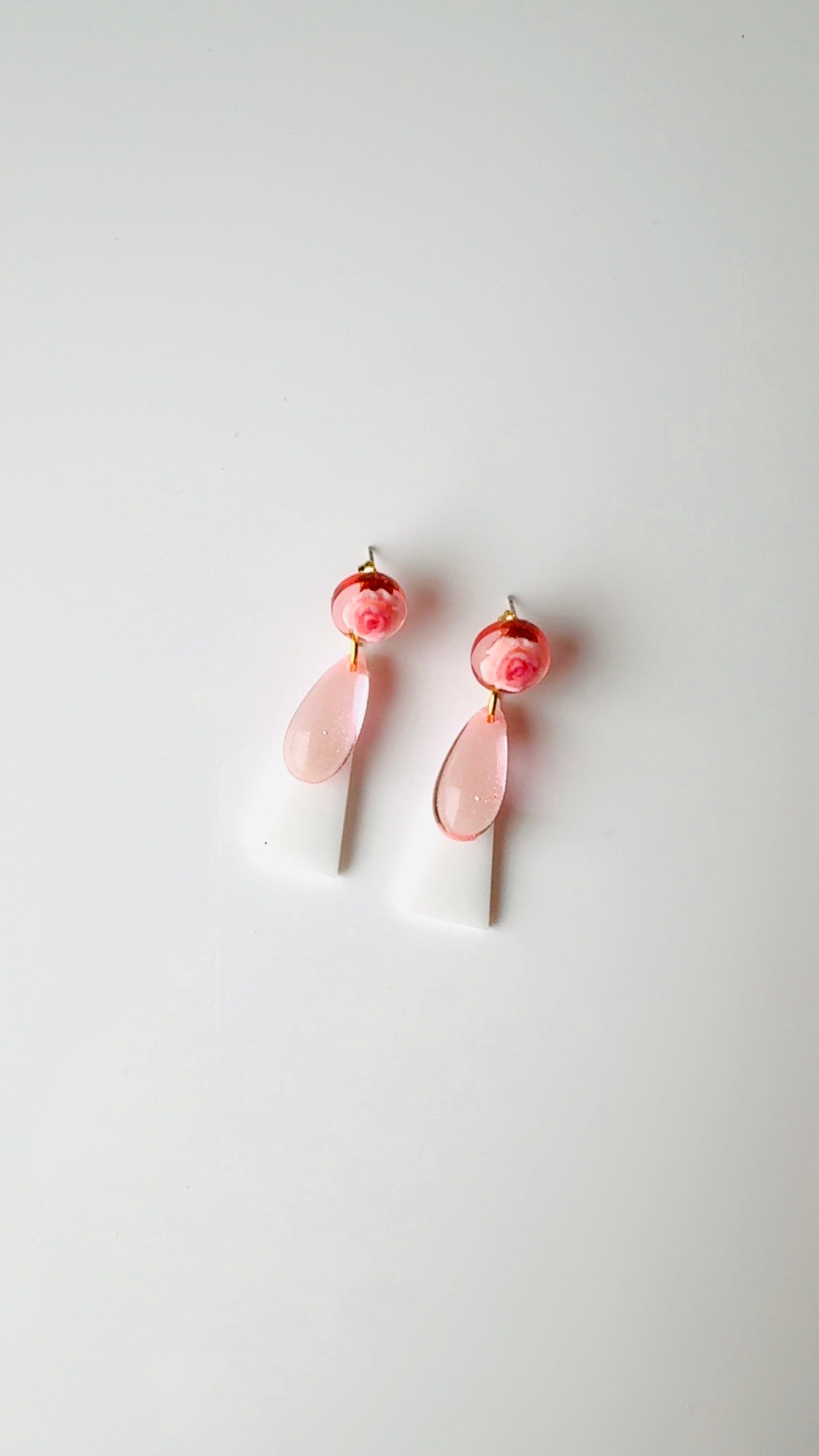 Pink Teardrop Floral Earrings