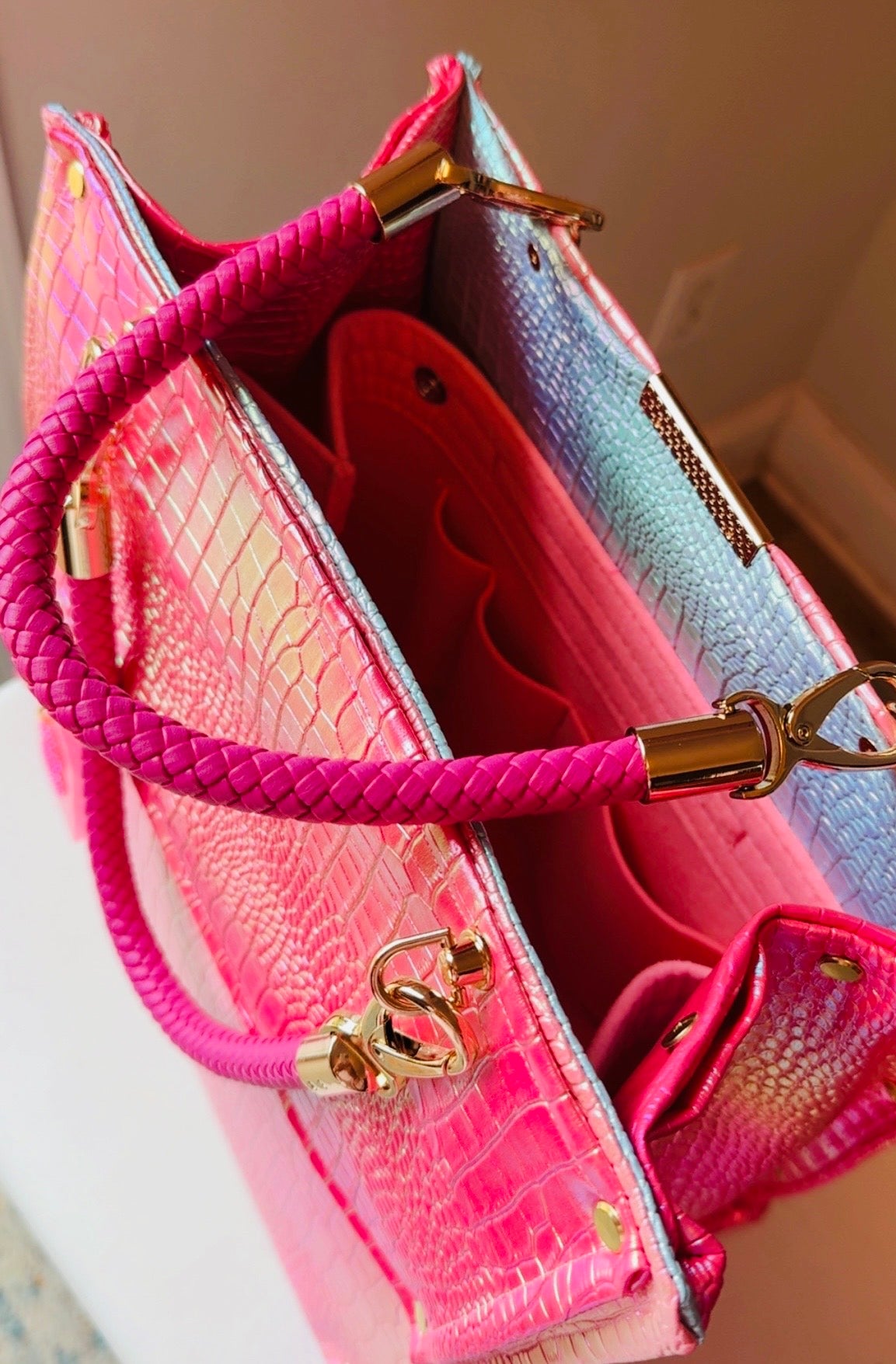 Signature Pink Croc Handbag