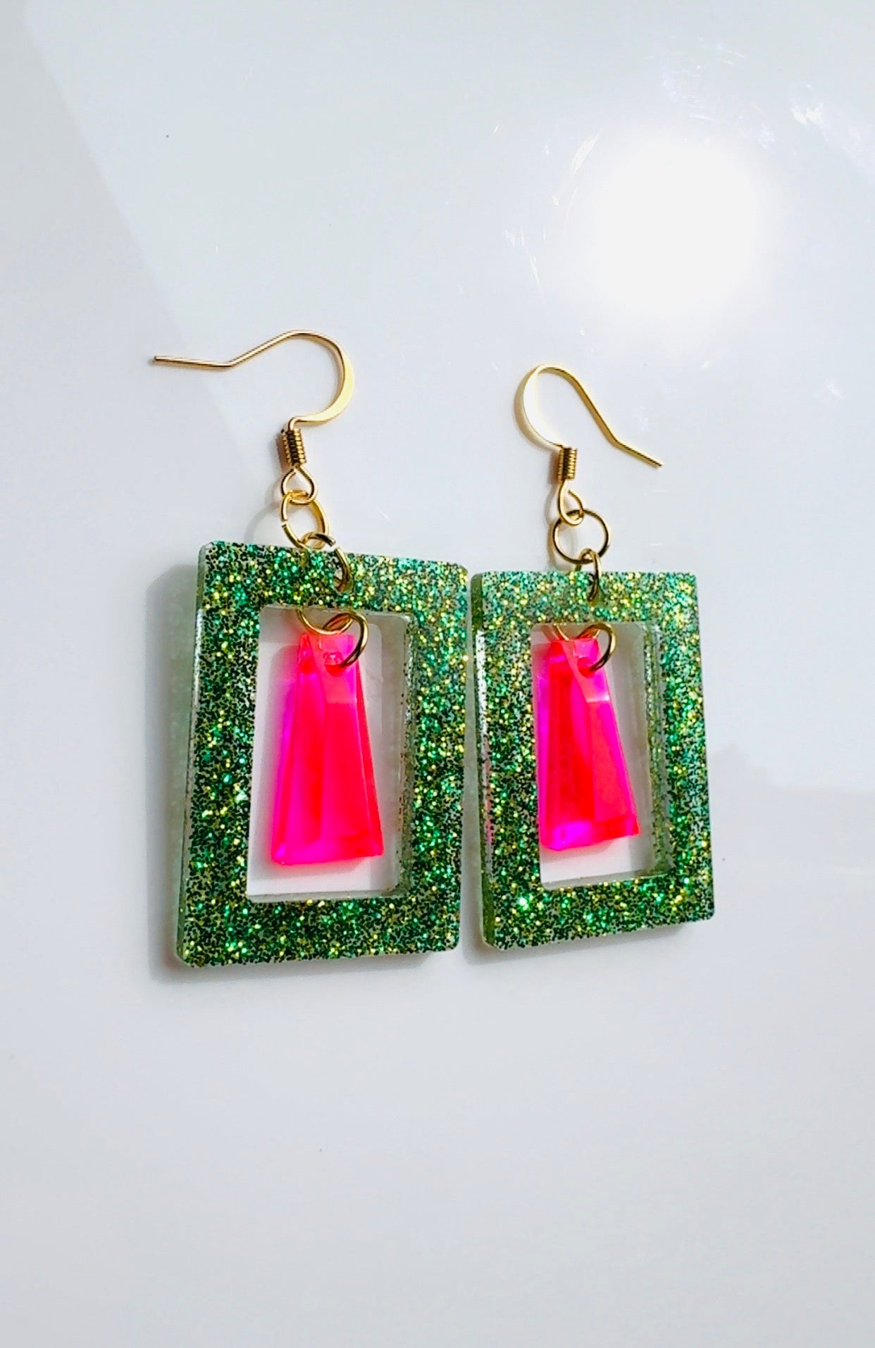 Wicked Green and Pink Earrings