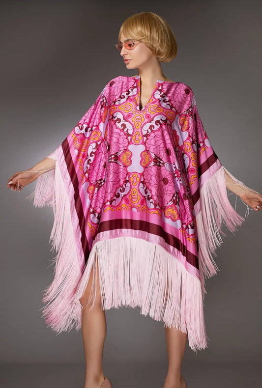 Pink Fringe Kaftan