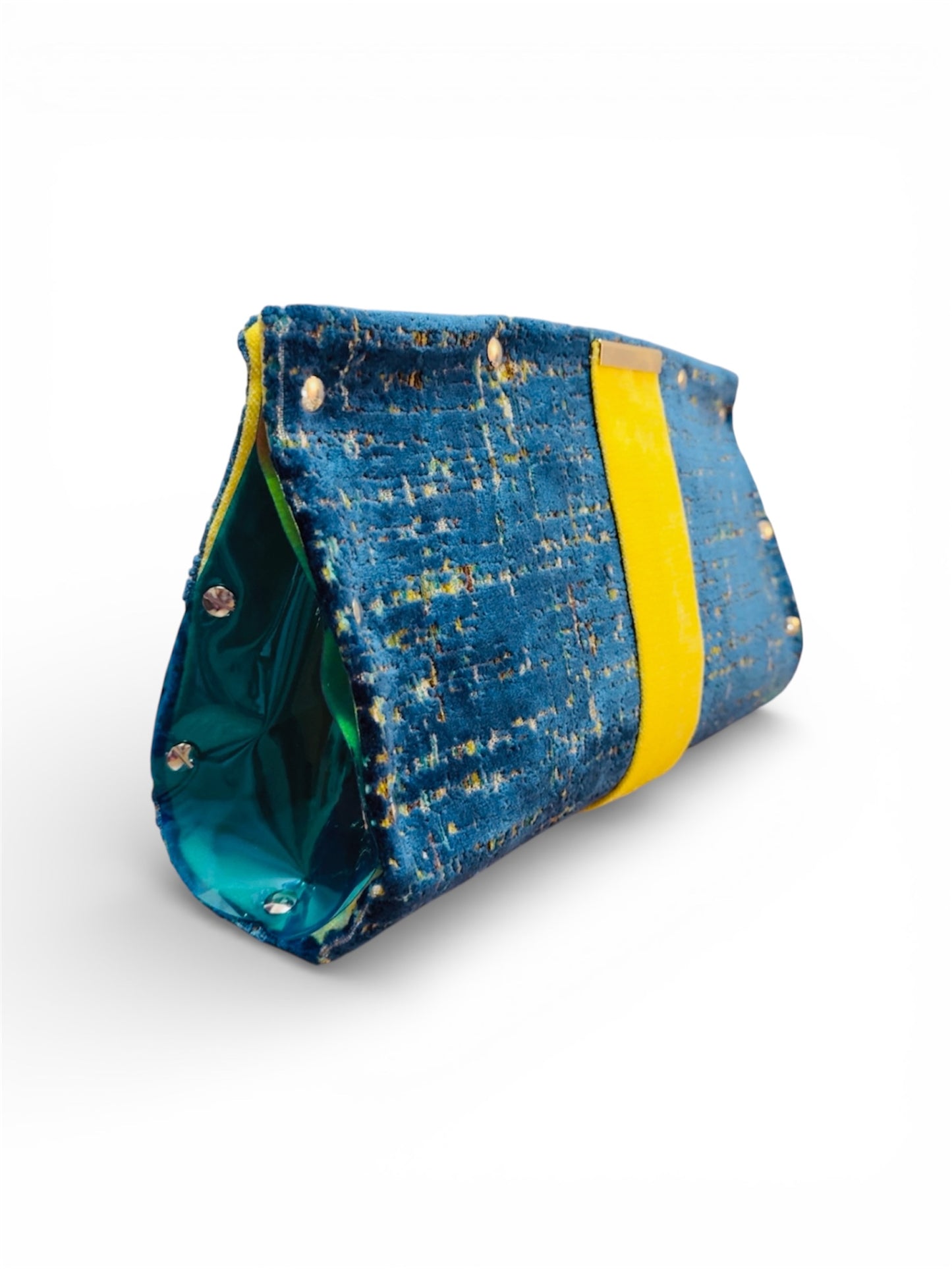 Teal Yellow Chenille Clutch