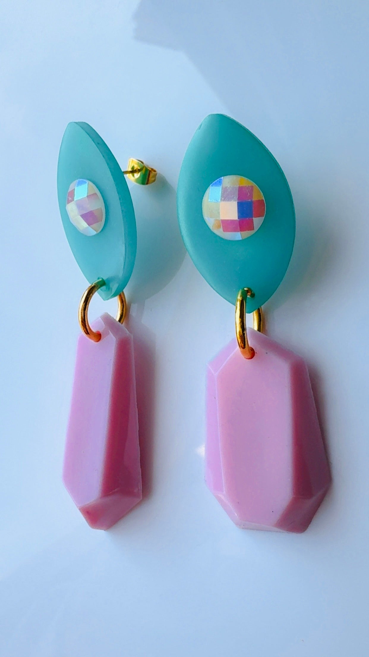Mint Pink Chandelier Ear Candy