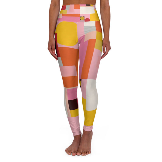 Abstract Colorblock High-Waist Yoga Leggings