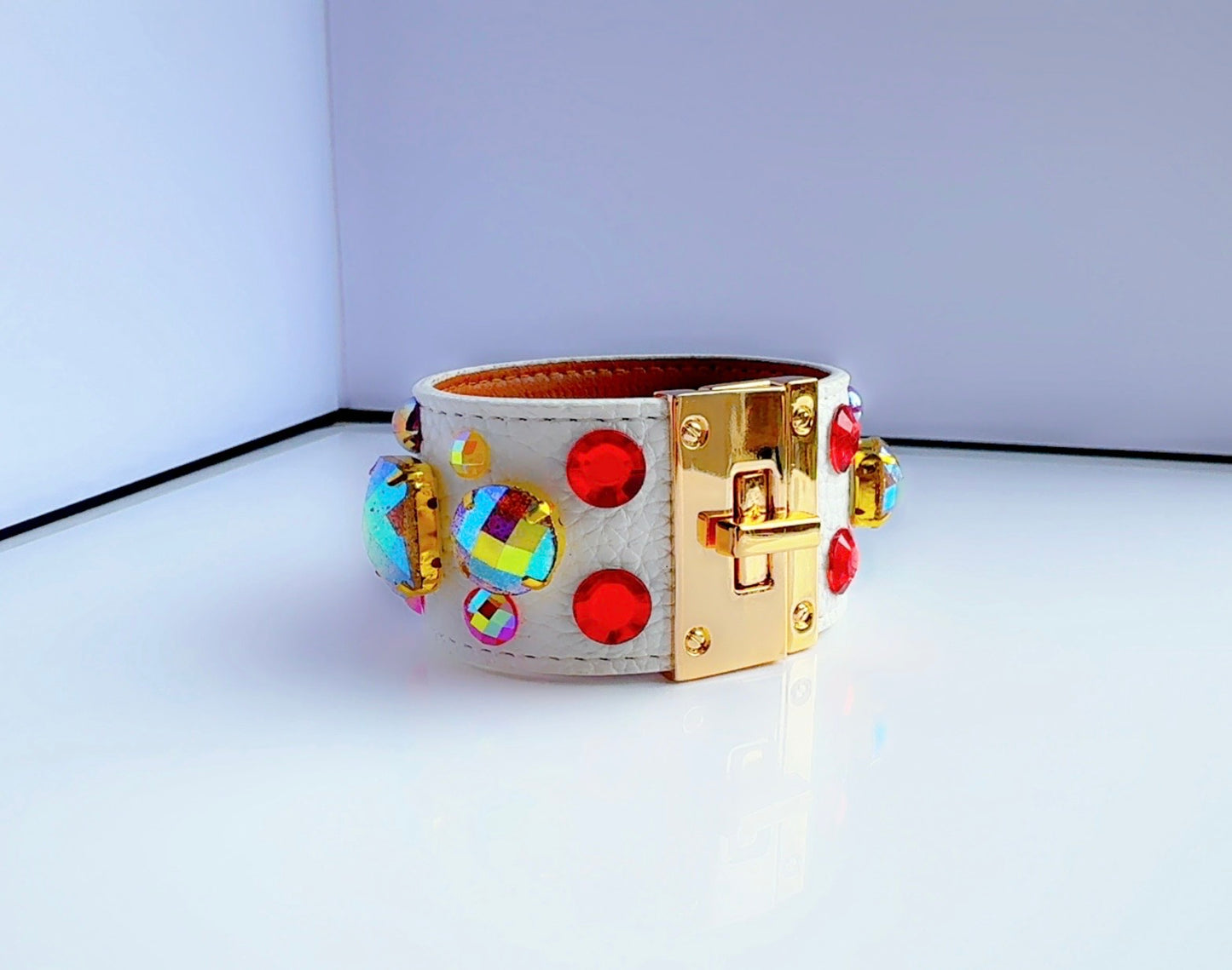 XOXO White Leather Cuff Bracelet