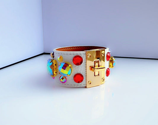 XOXO White Leather Cuff Bracelet