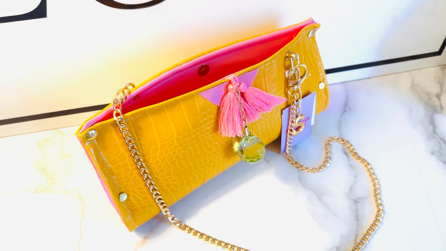 Yellow Brick Rd and Pink Vinyl Clutch