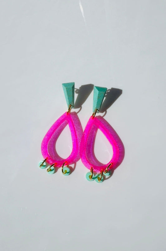 Hot Pink Turquoise Earrings