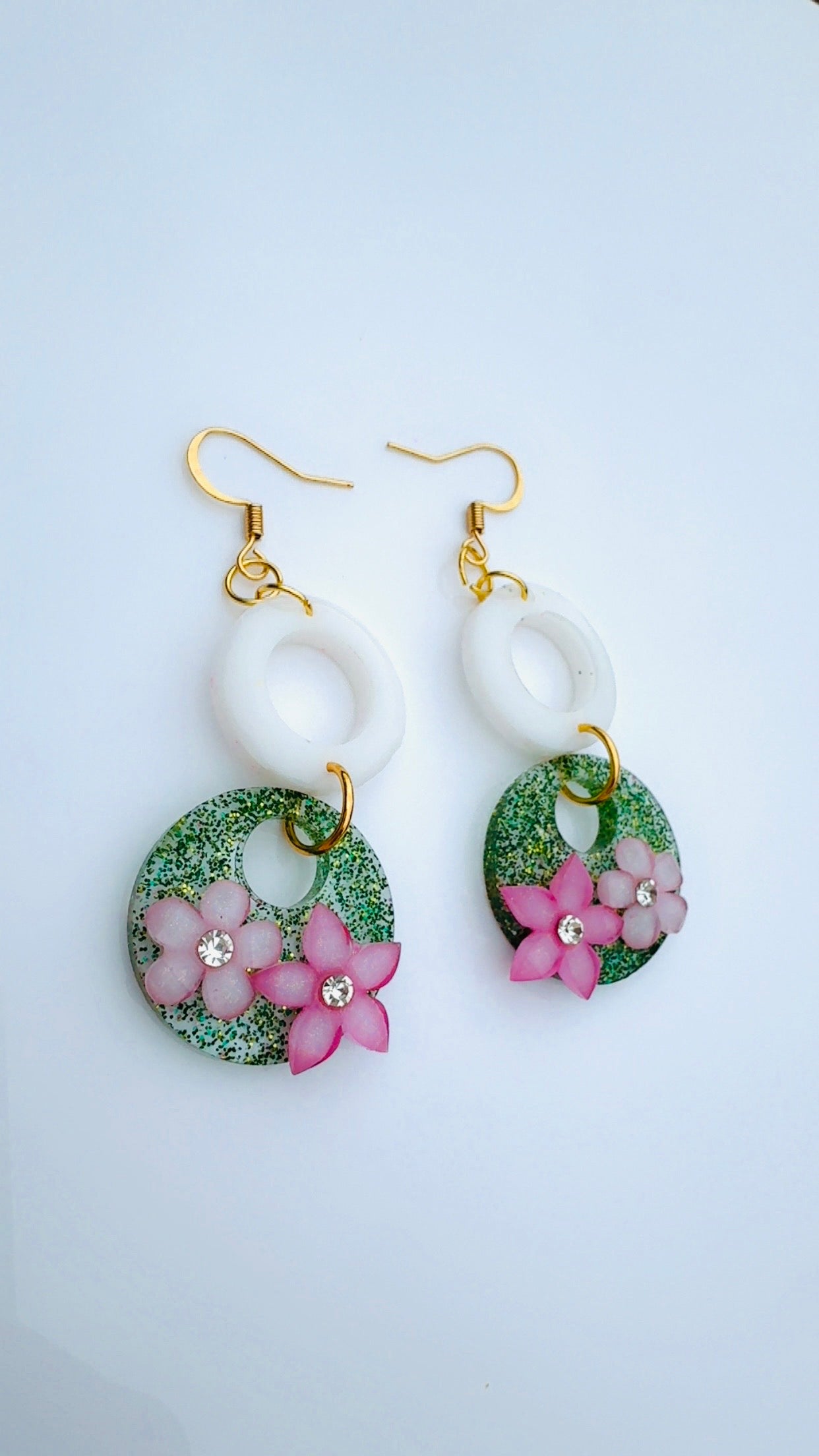 Green Garden White Fence Earrings