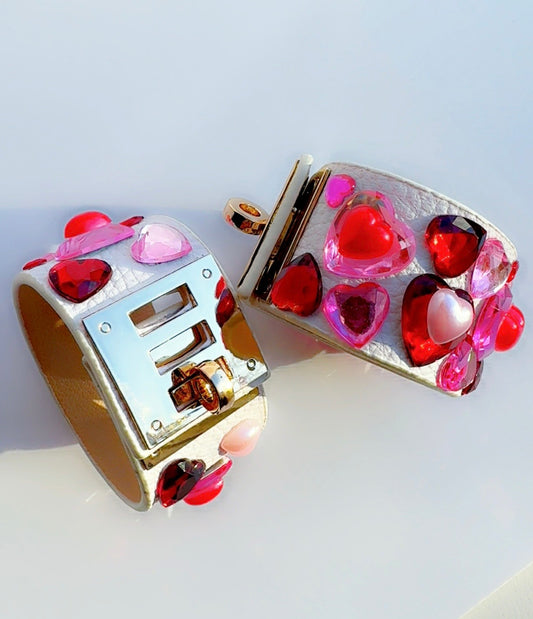 Heartbreaker White Leather Cuff