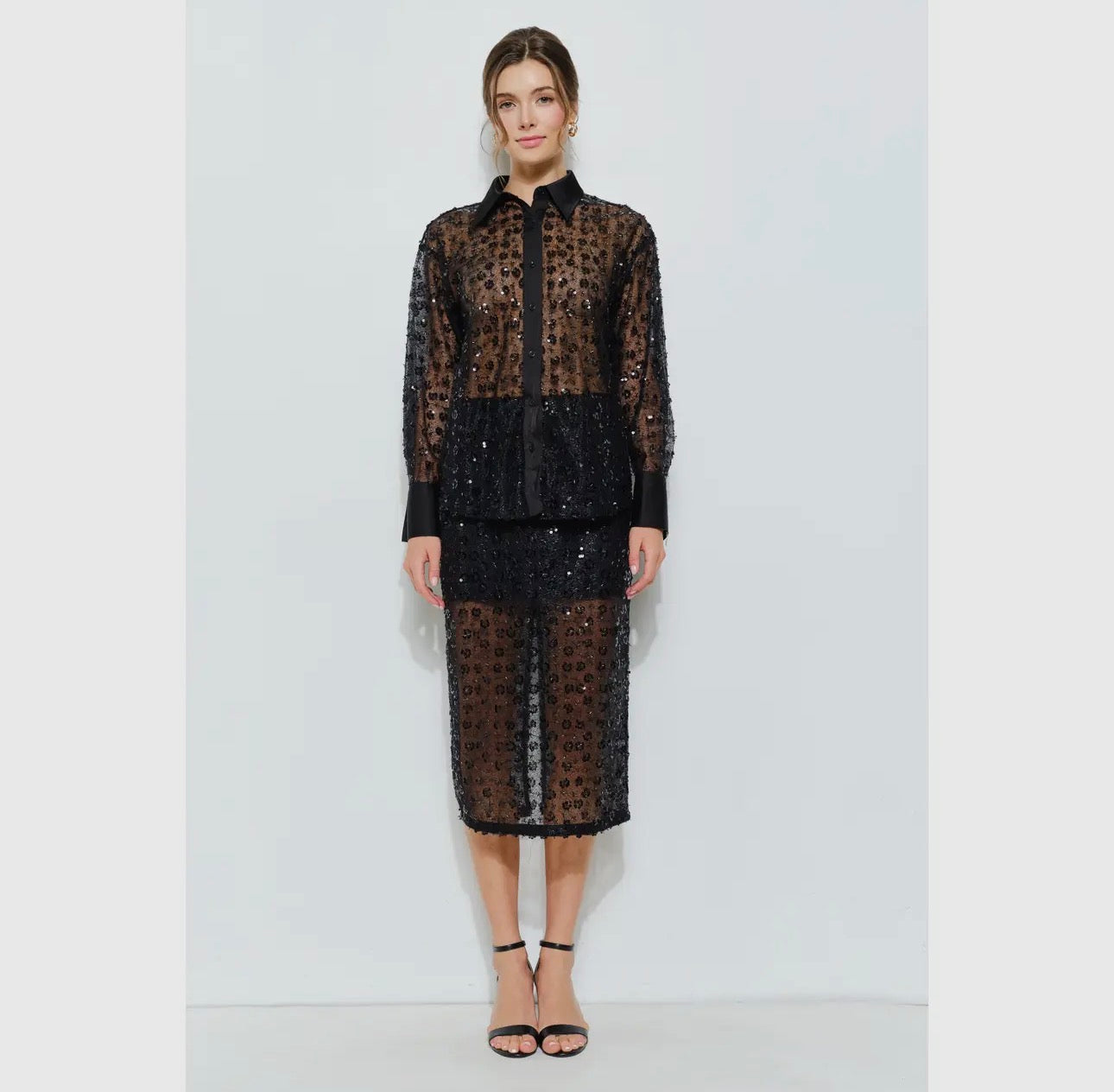 Black Sequin C-Thru Set