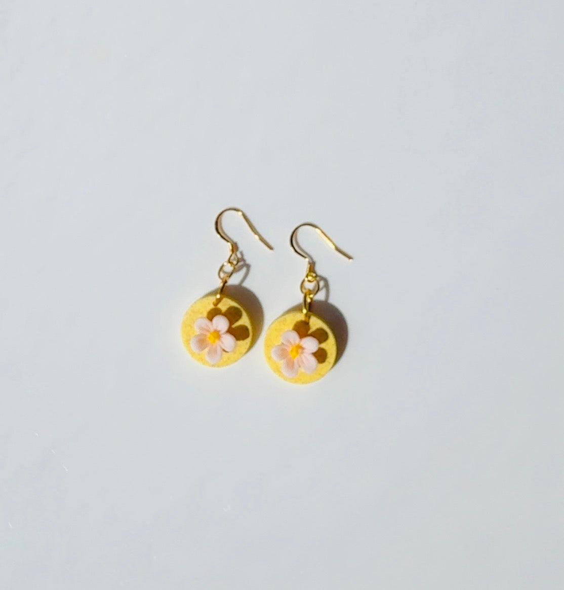 Yellow Stone Floral Earrings