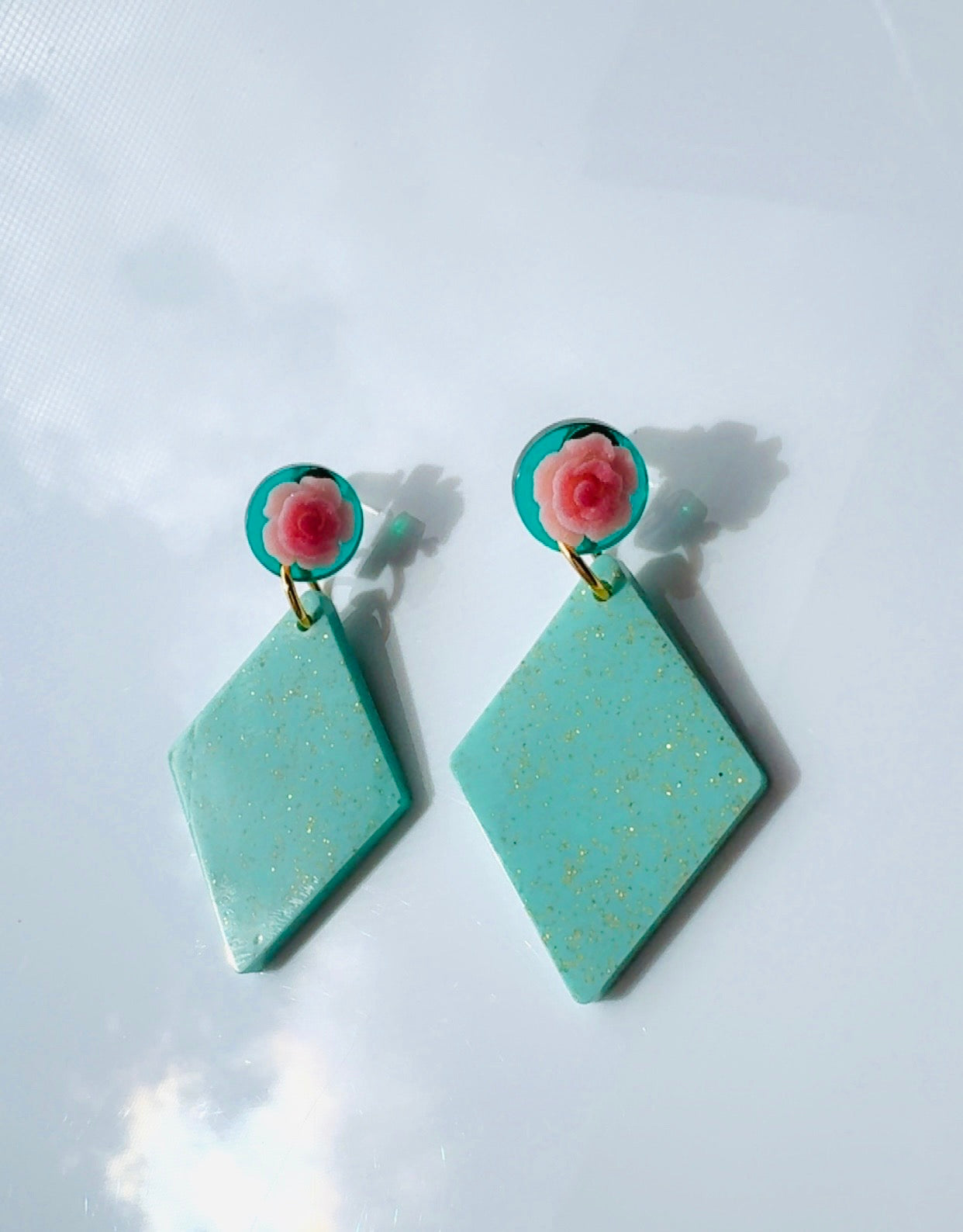 Blue Rose Triangle Dangle