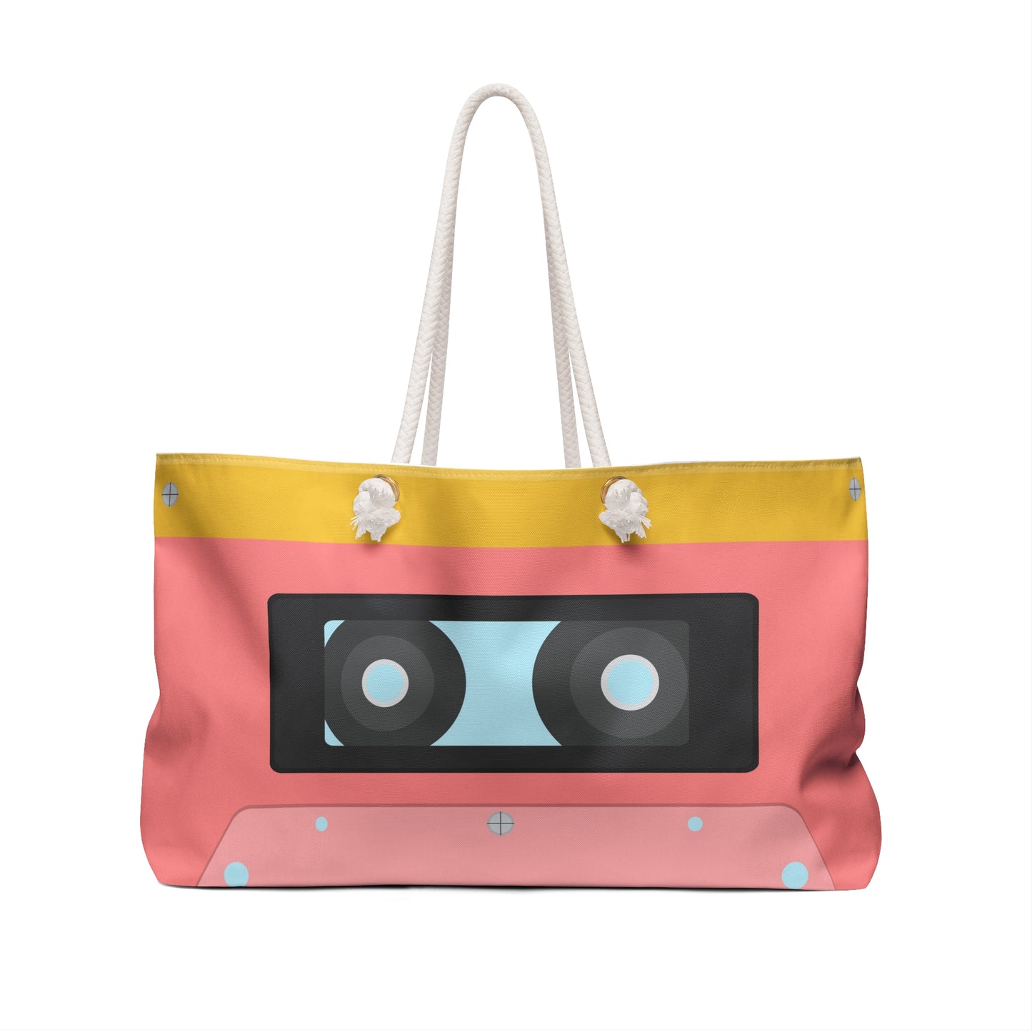 Retro Cassette Weekender Bag — Pink Vintage Tape Travel Tote