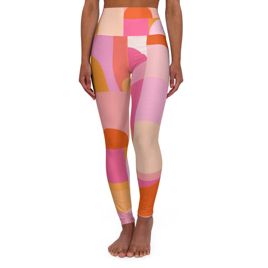 The Best Leggings!!! Colorblock High-Waist Yoga Leggings — Pink & Orange Retro Activewear