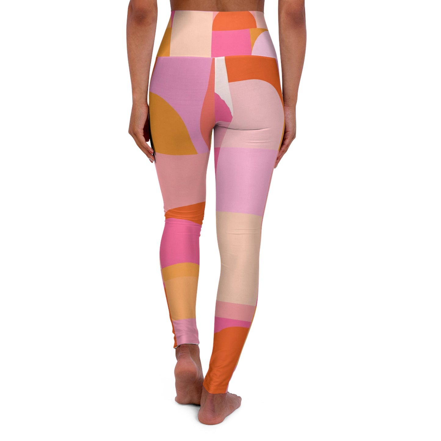 The Best Leggings!!! Colorblock High-Waist Yoga Leggings — Pink & Orange Retro Activewear