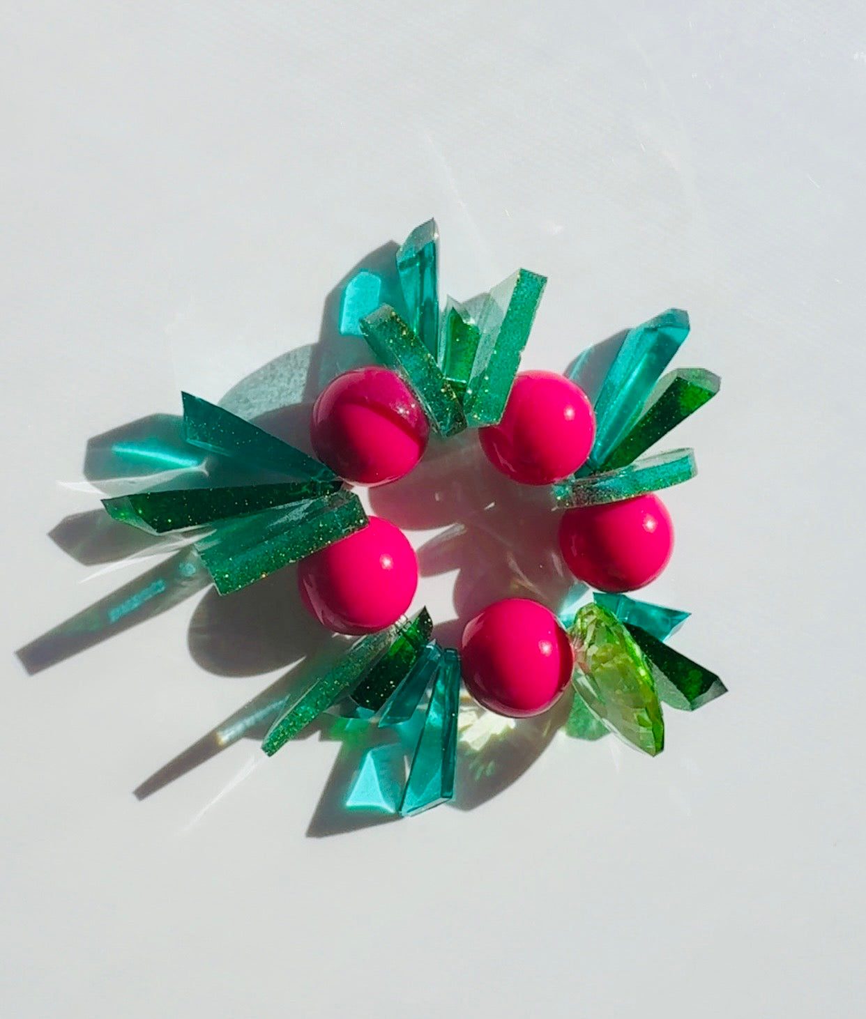 Hot Pink Teal Geo Bracelet