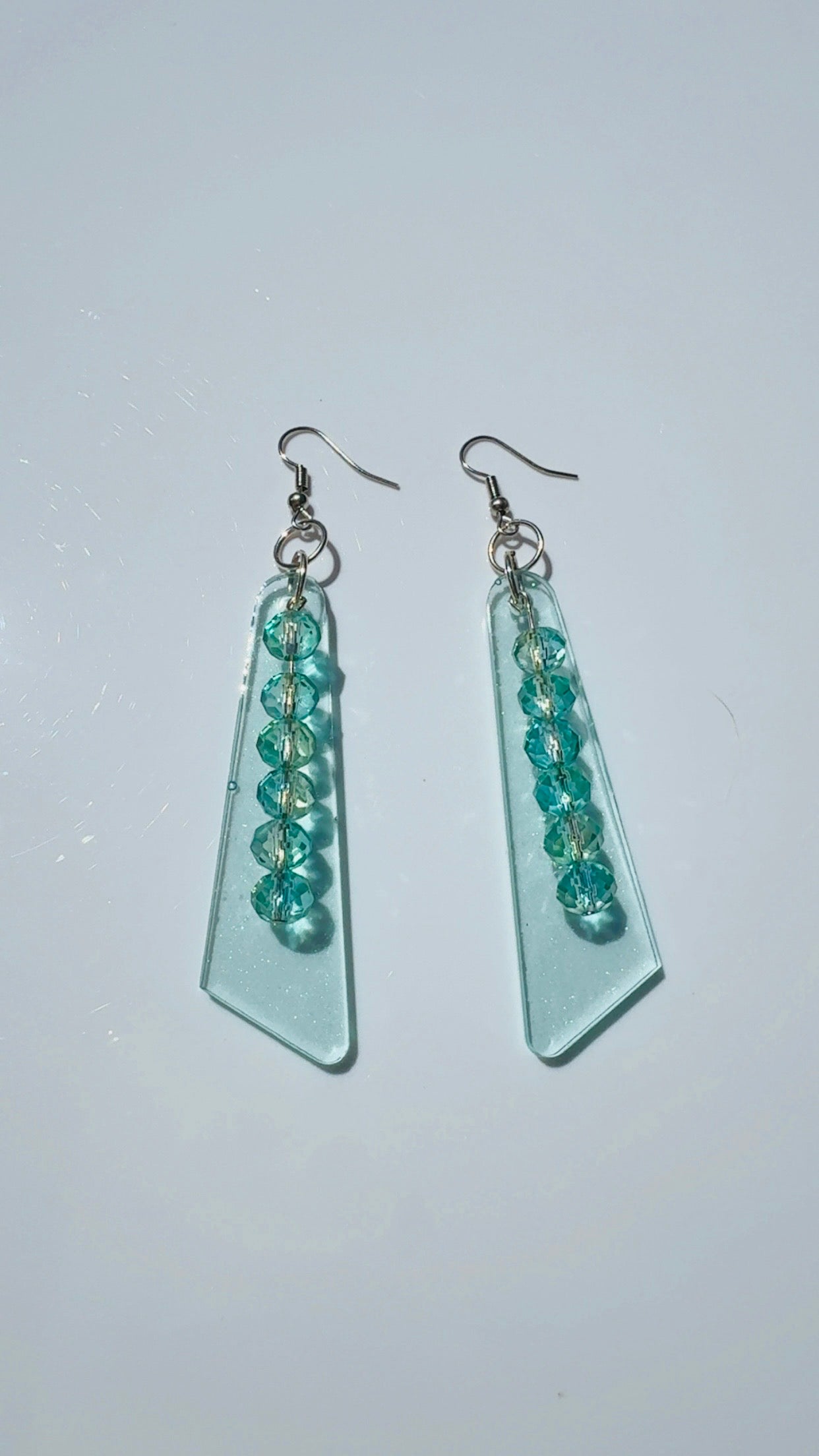 Mint Green Beaded Fan Earrings