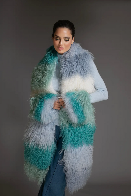 Italian Ombré Mongolian Wool Scarf Shawl