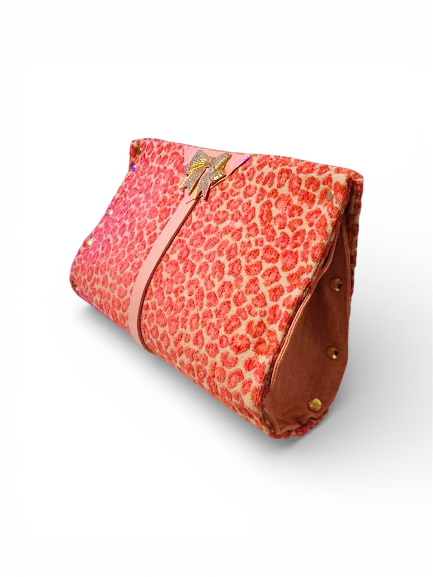 Pink Leopard Chenille Clutch