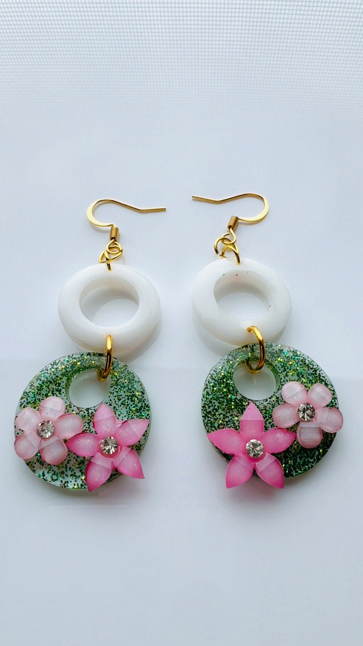 Green Garden White Fence Earrings