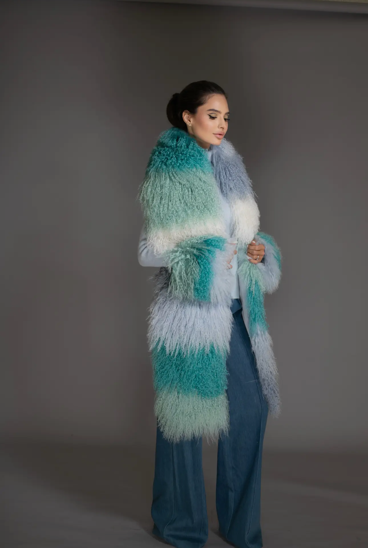 Italian Ombré Mongolian Wool Scarf Shawl