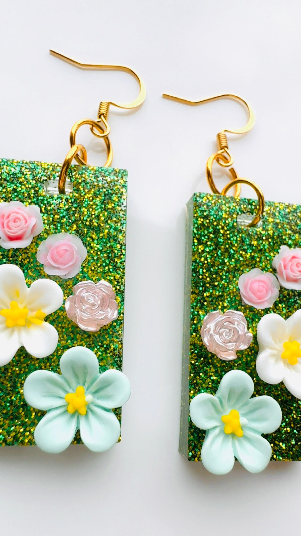 Green Garden Floral Earrings
