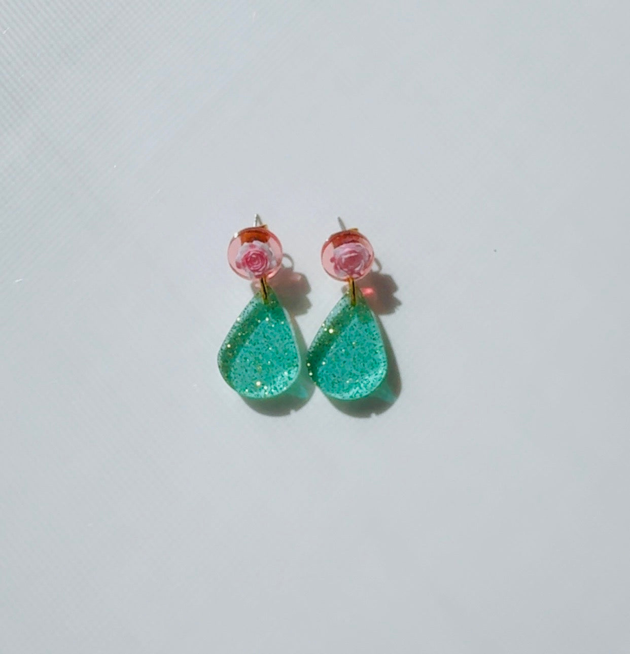 Rose and Mint Green Earrings