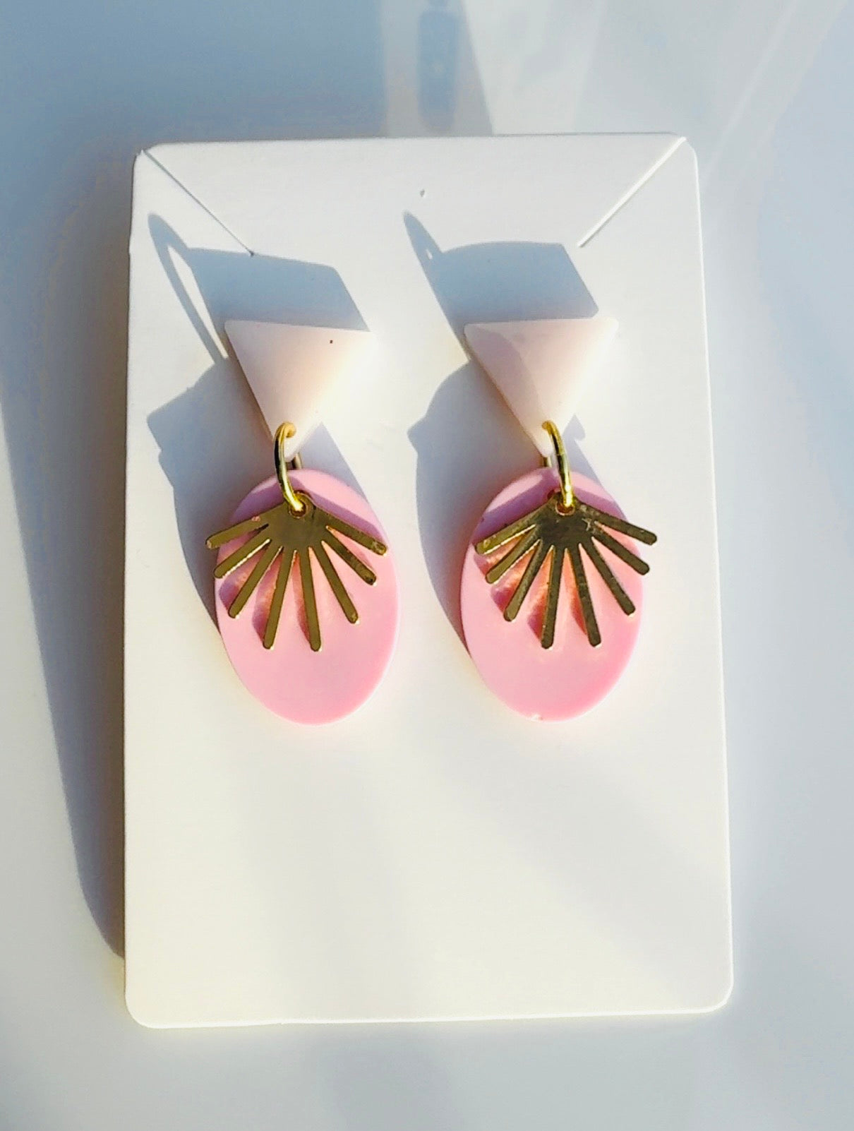 Pink Triangle Sunburst Earrings