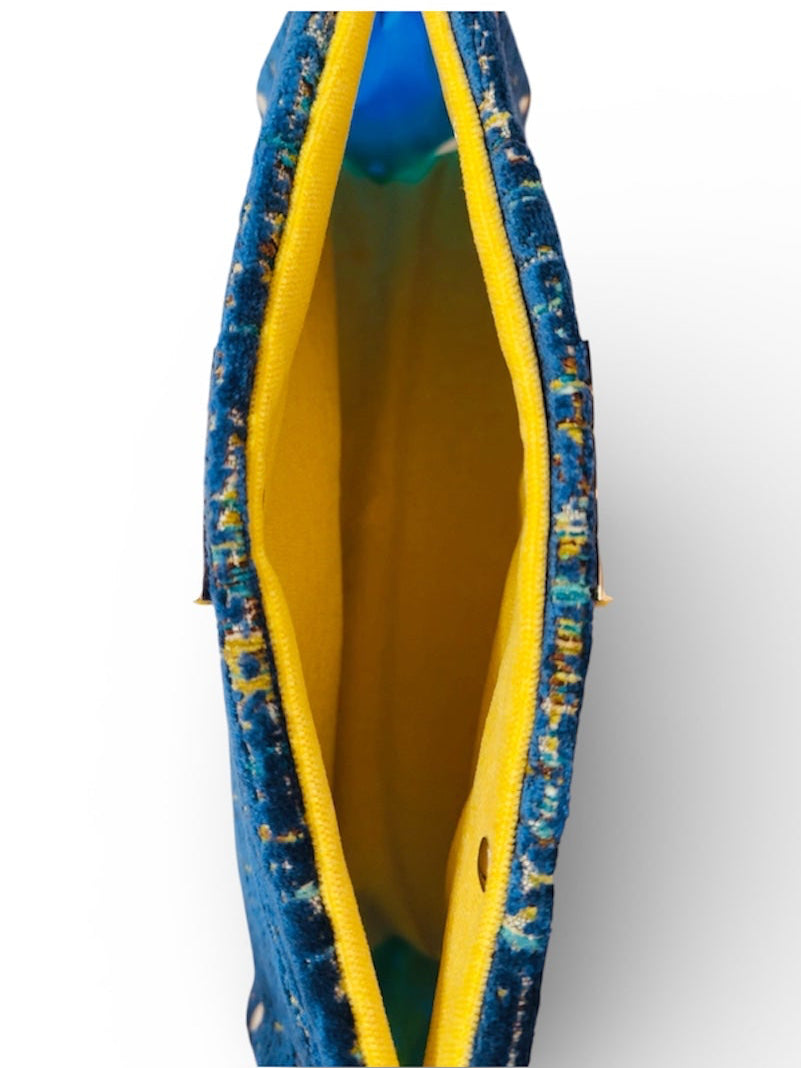 Teal Yellow Chenille Clutch