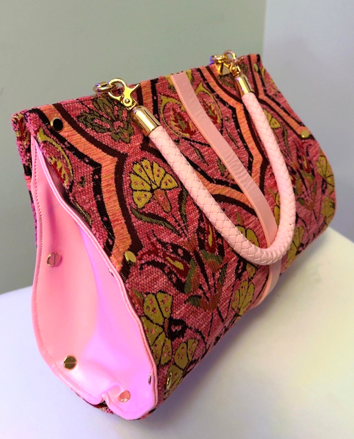 Pink Carnation Chenille Clutch