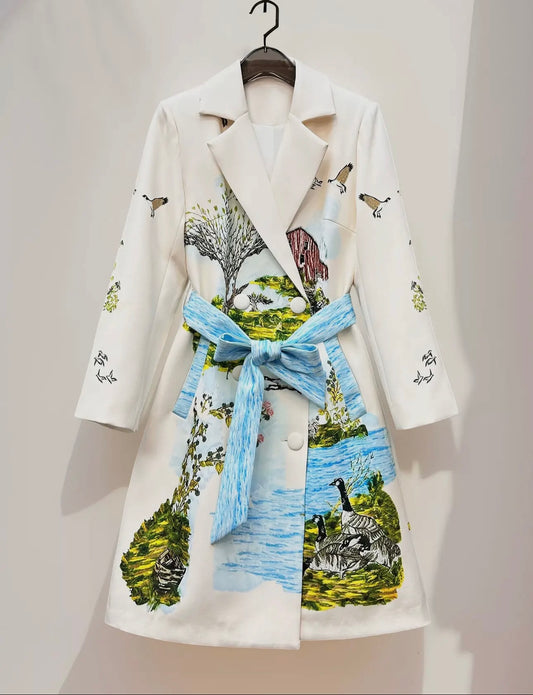Hannah Cotton Landscape Trench Coat