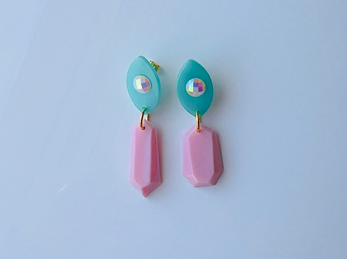 Mint Pink Chandelier Ear Candy