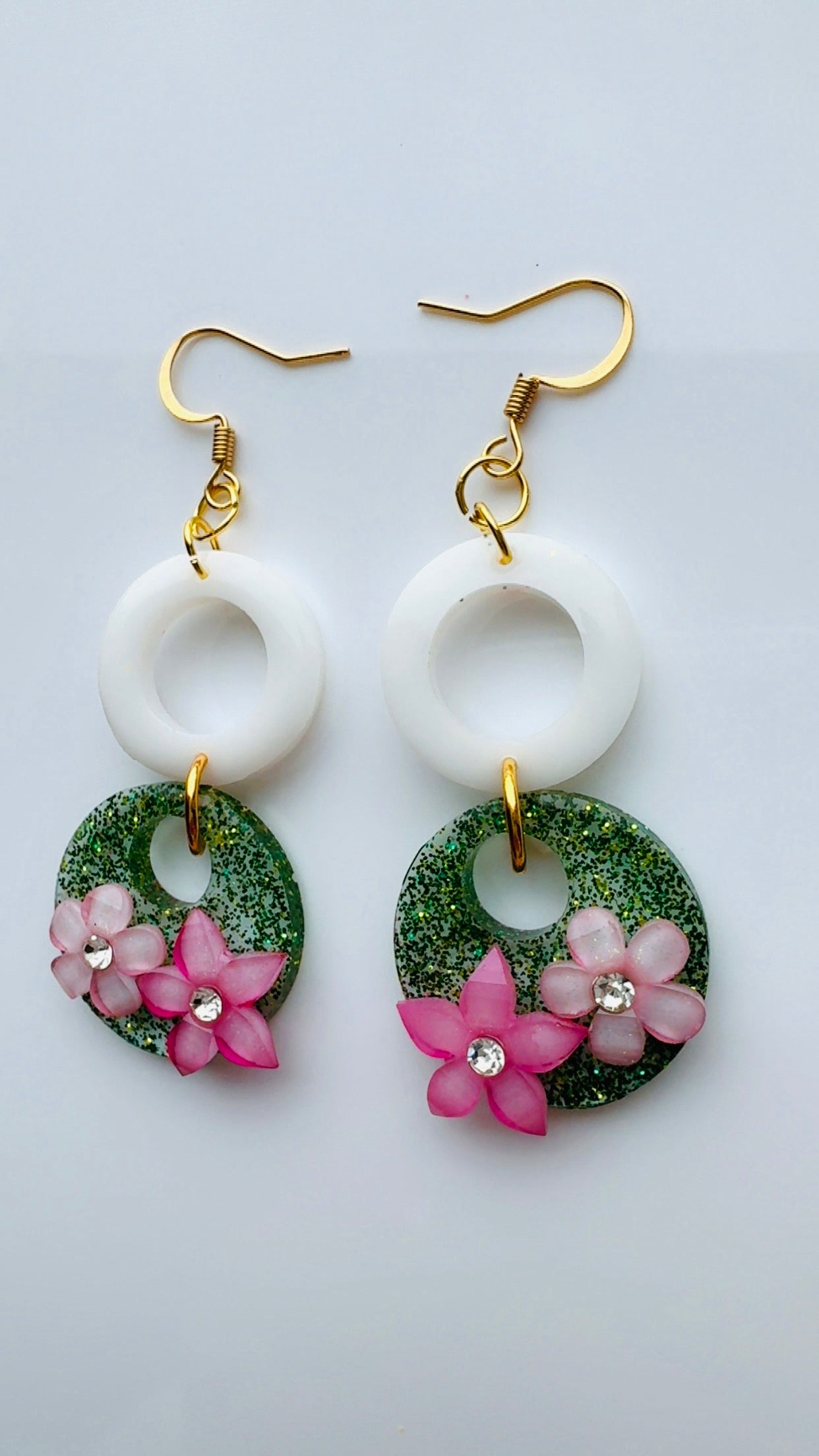 Green Garden White Fence Earrings