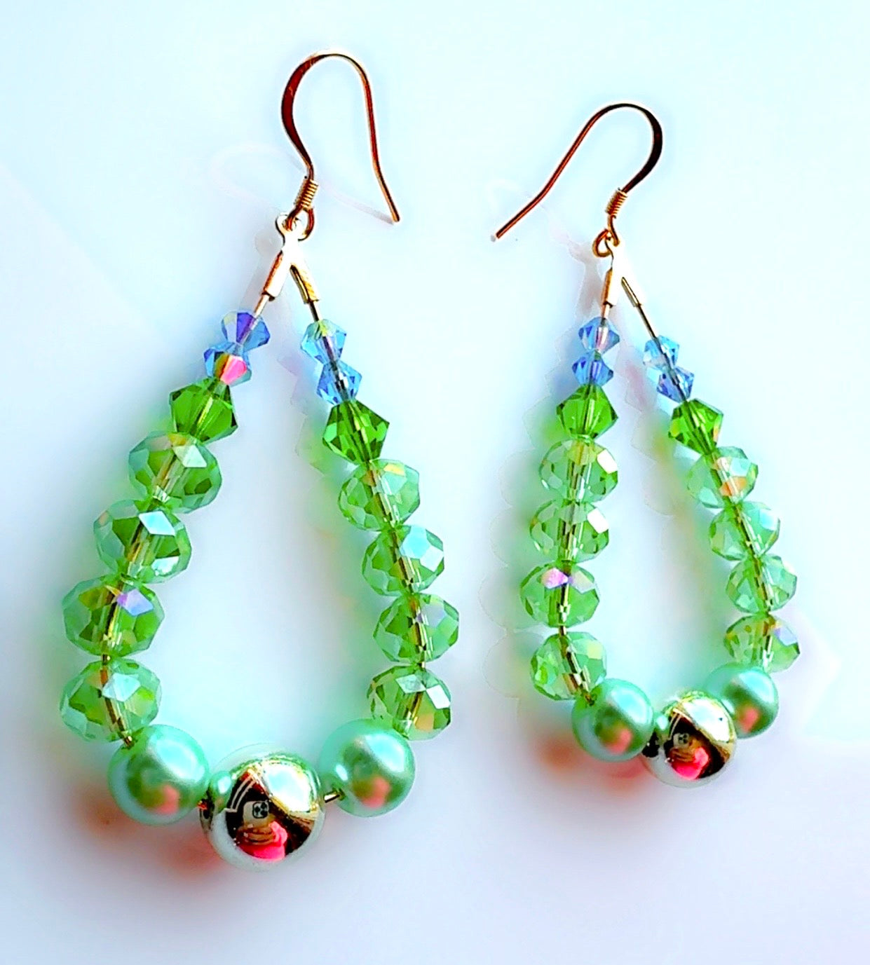 Green and Blue Garden Crystal Ear Candy