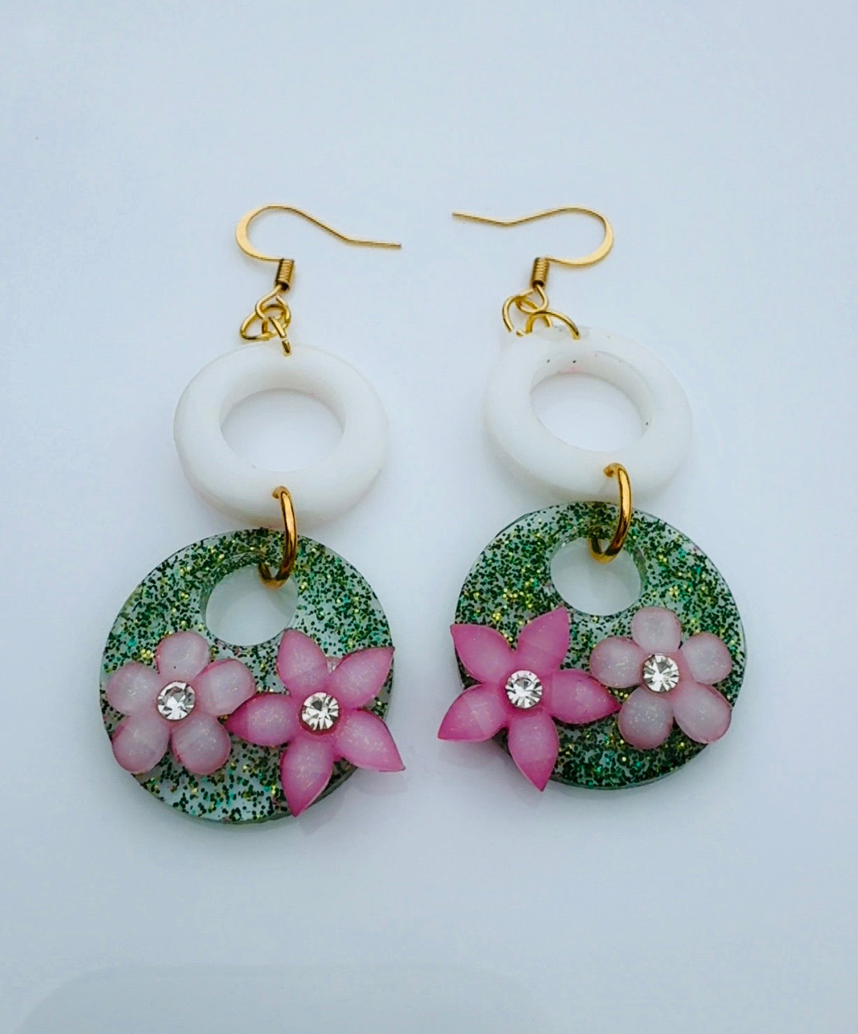 Green Garden White Fence Earrings