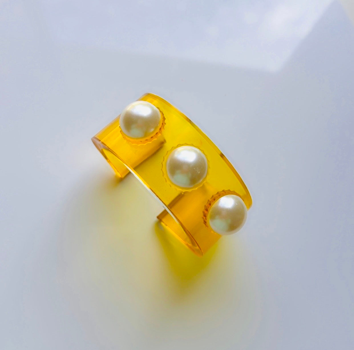 Golden Big Pearl Cuff Bracelet