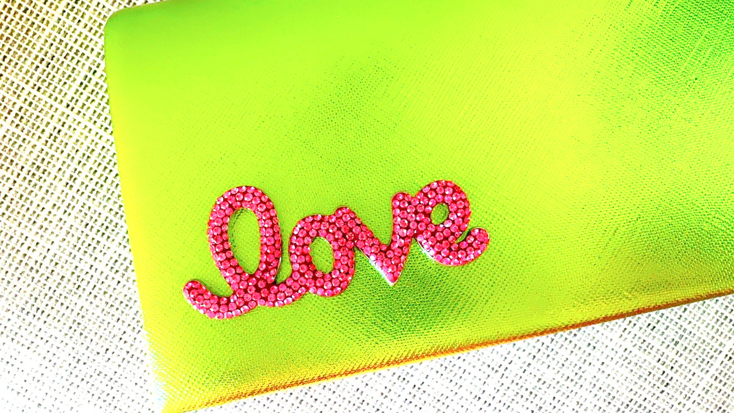Metallic Green Love Clutch