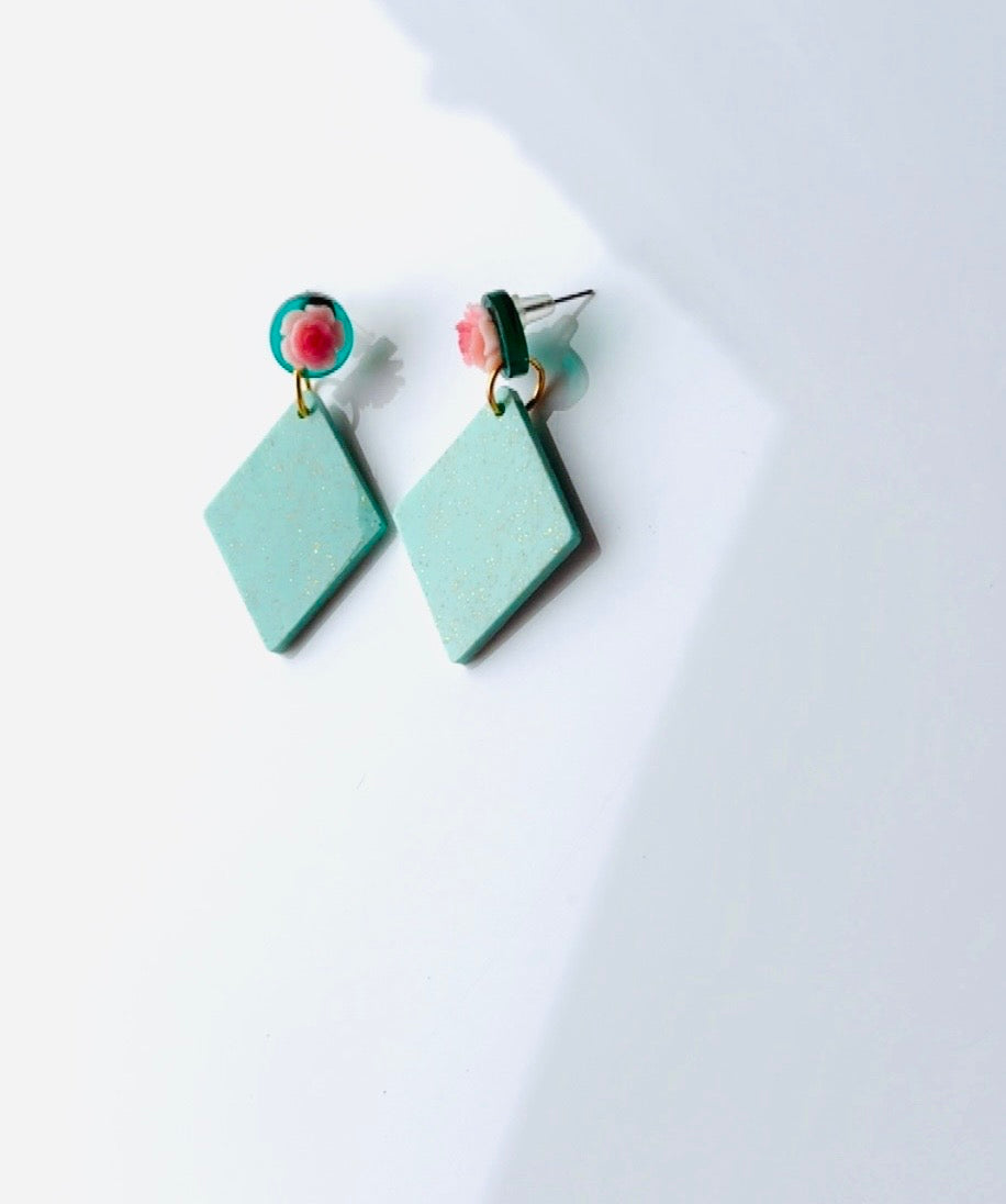 Blue Rose Triangle Dangle