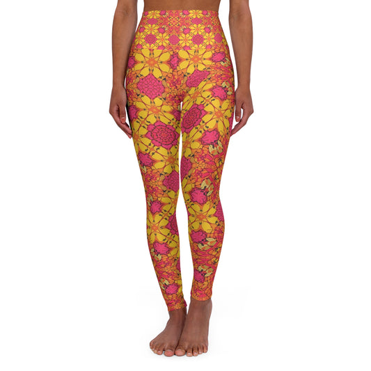 Floral Kaleidoscope High-Waist Yoga Leggings