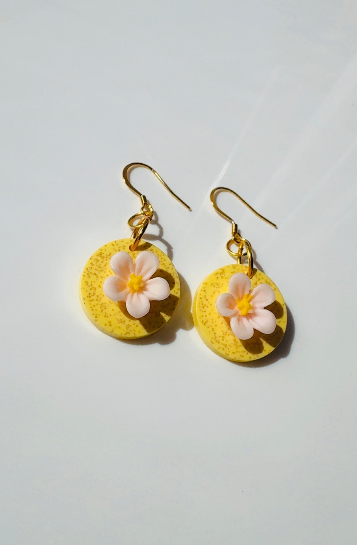 Yellow Stone Floral Earrings