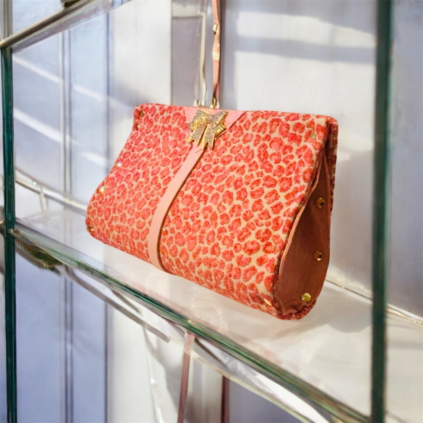 Pink Leopard Chenille Clutch