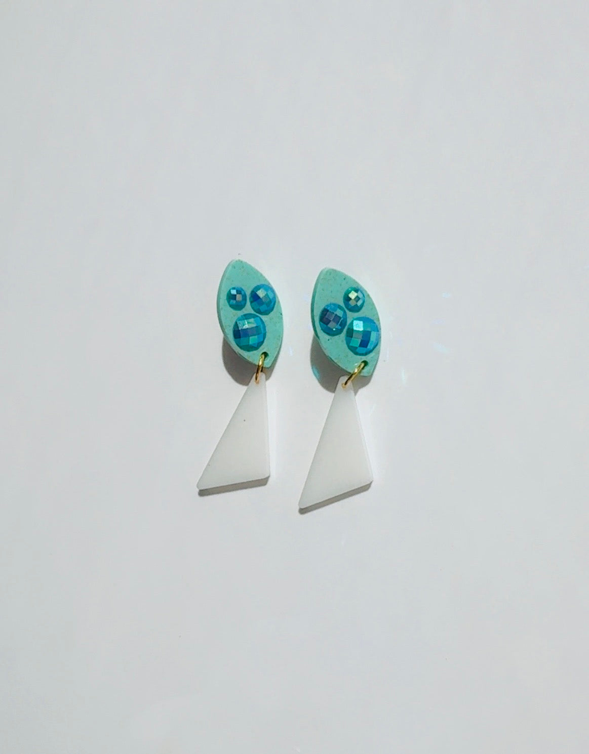 Blue and White Disco Earrings