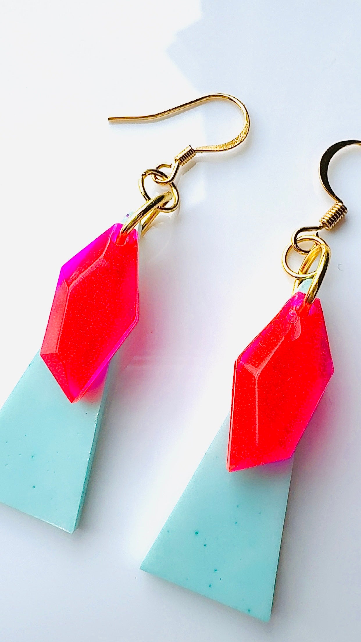 Blue Pink Parrot Earrings