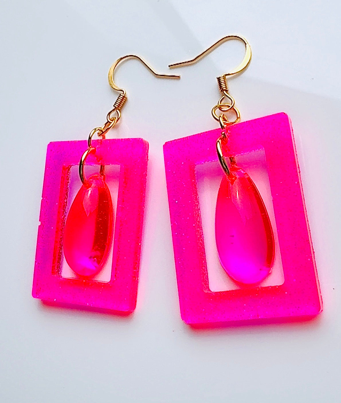 Pink Neon Pendulum Earrings