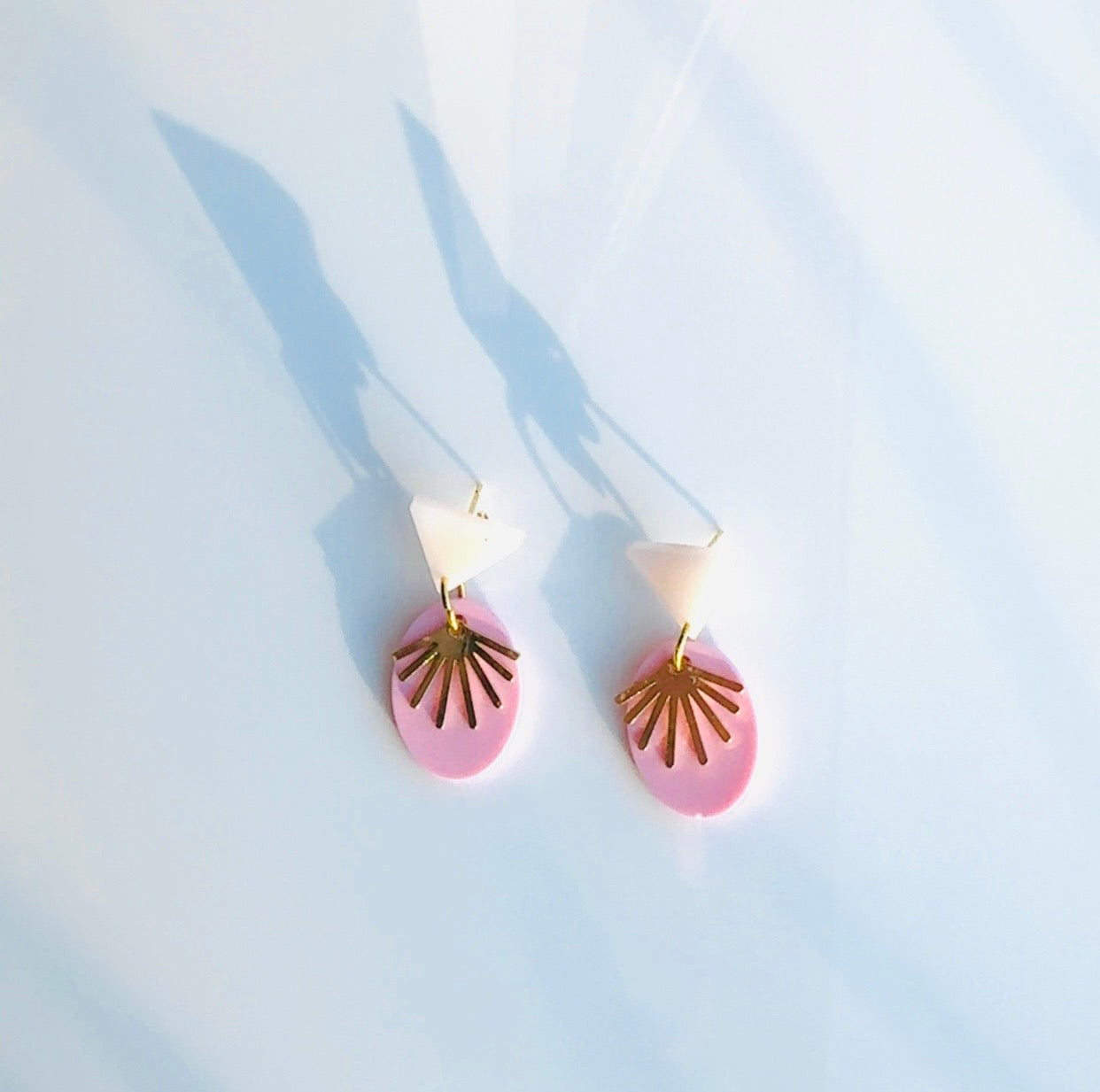 Pink Triangle Sunburst Earrings