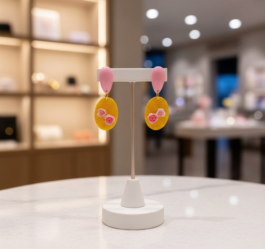 Yellow Basket of Flowers Ear Candy