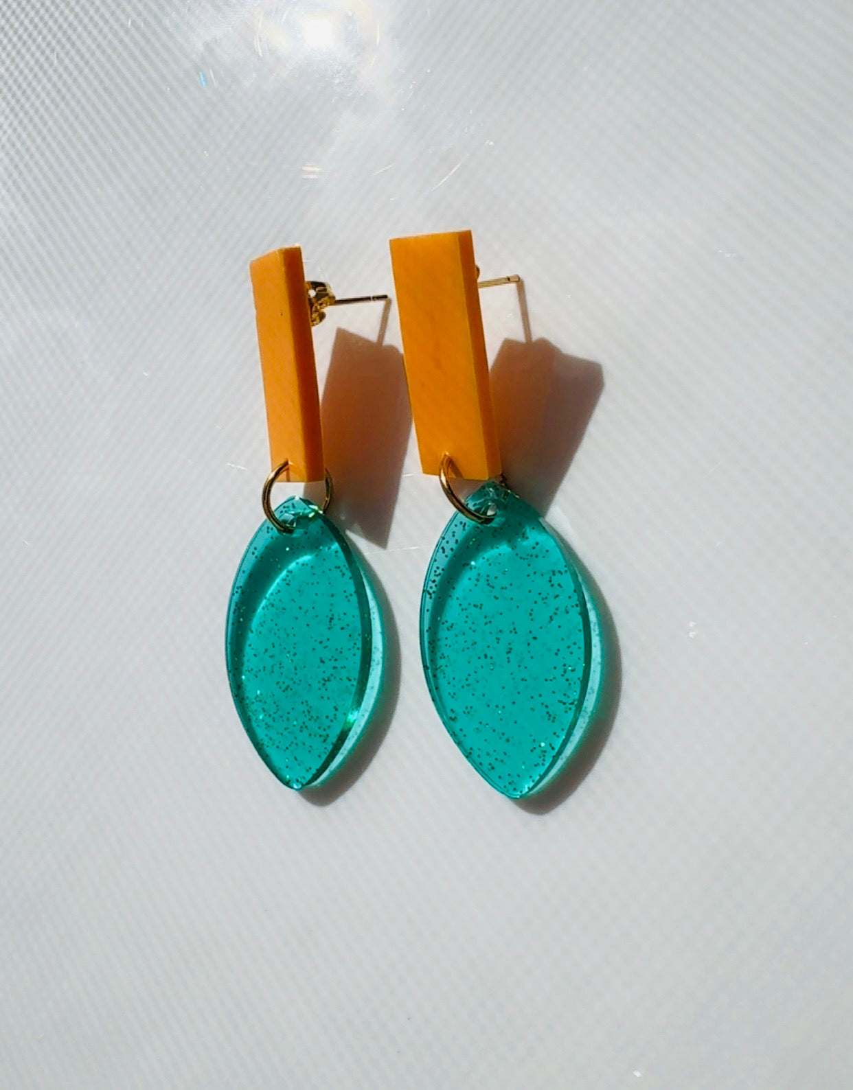 Turquoise Glitter and Tangerine Ear Candy