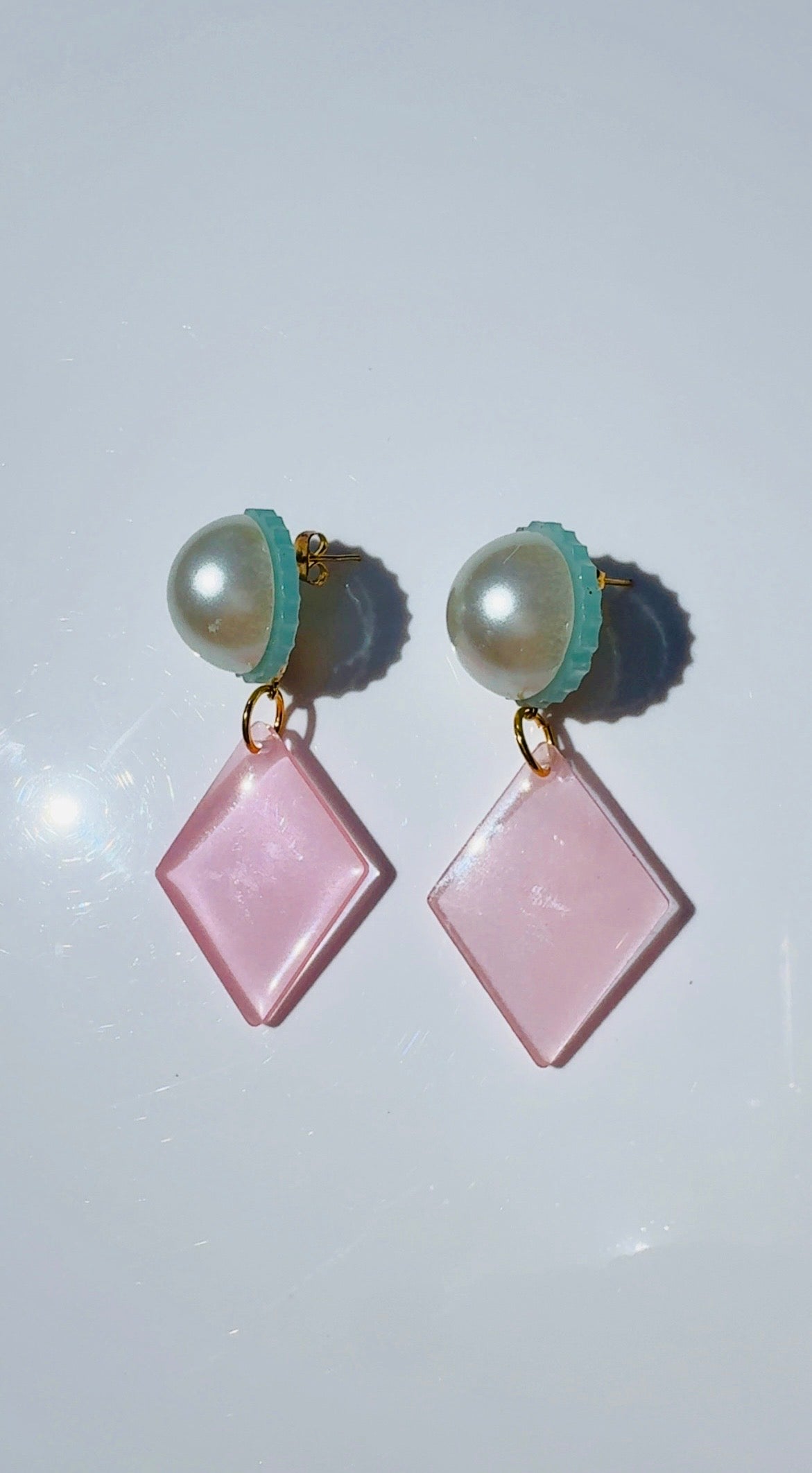 Big Pearl Blush Diamond Dangle