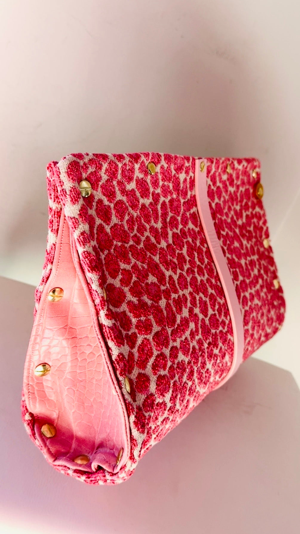 Pink Leopard Chenille Clutch