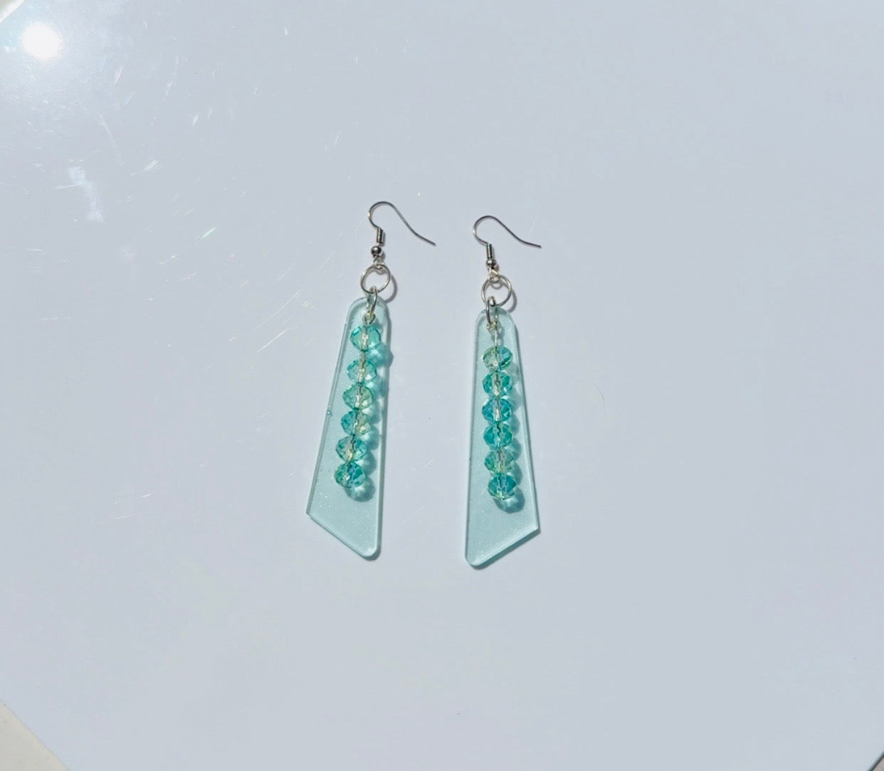 Mint Green Beaded Fan Earrings